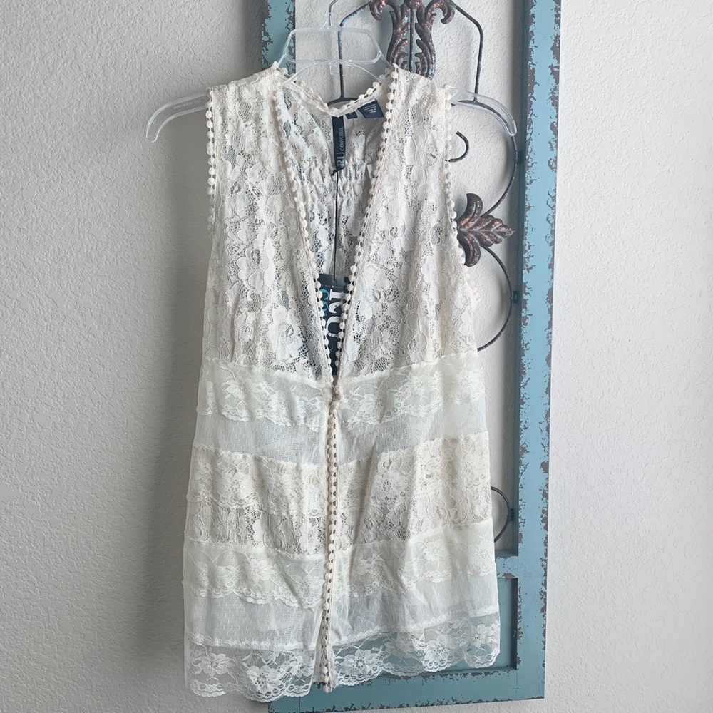 Resistol RU Cowgirl Lace Vest, Cream/Off White
